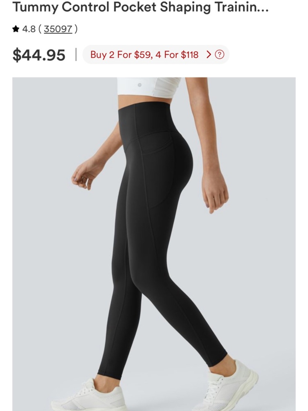 HALARA Black High-Waist Tummy Control Pocket and scrunch butt lifting Leggings